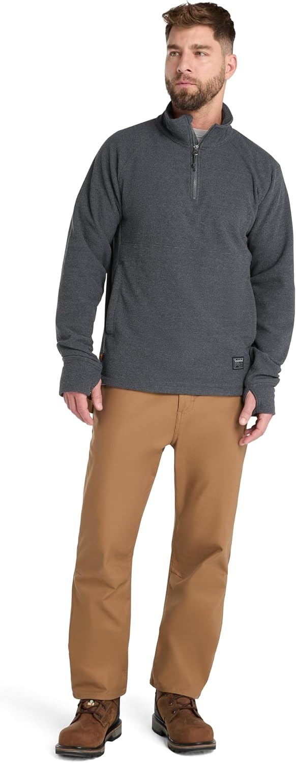 Timberland PRO Men’s Irvine 1/4-zip Waffle Fleece(Asphalt Heather)