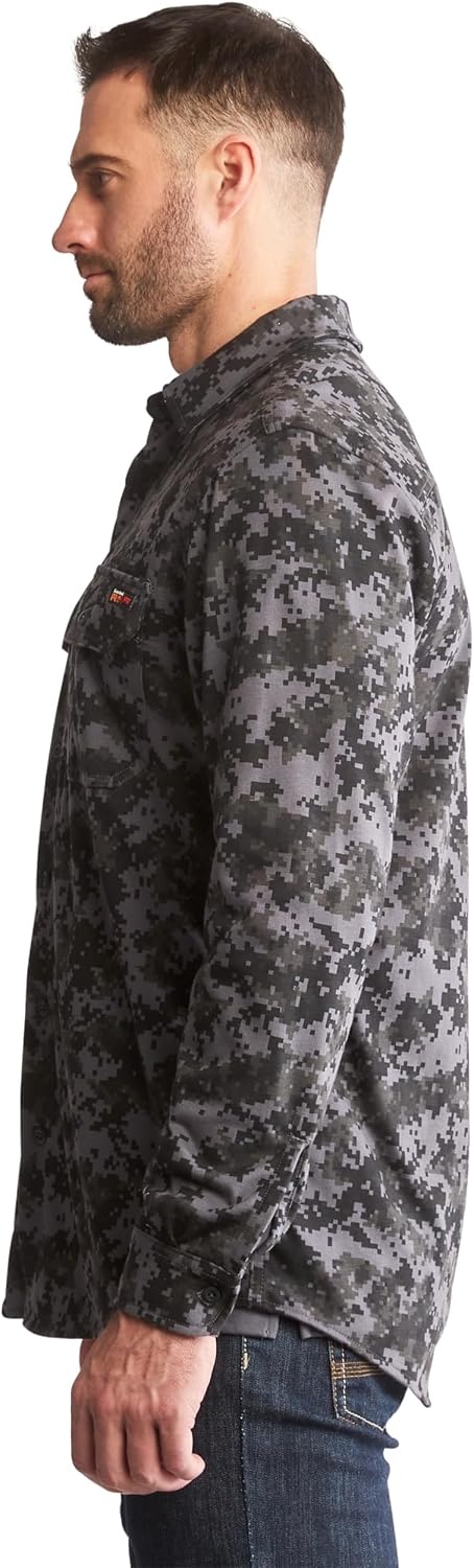 Timberland PRO FR Cotton Core Button Front Shirt(Black Digital Print)
