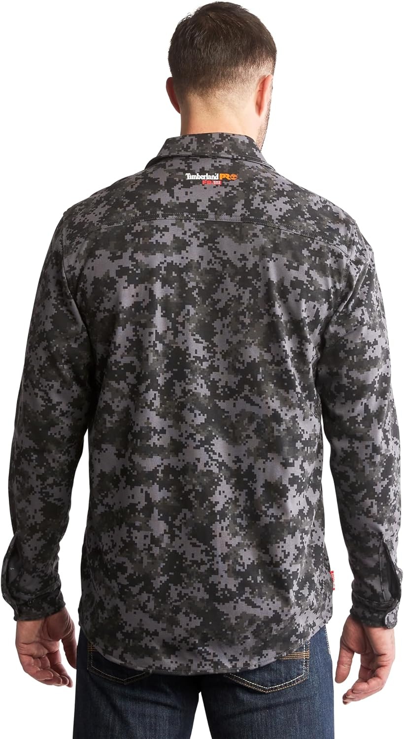 Timberland PRO FR Cotton Core Button Front Shirt(Black Digital Print)