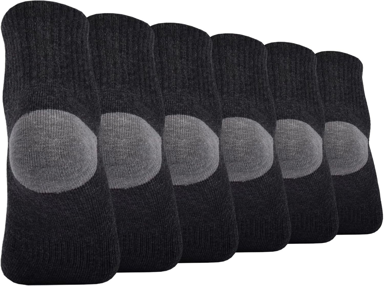 Timberland PRO 6-Pack Half Cushion Quarter Socks(Charcoal Heather)