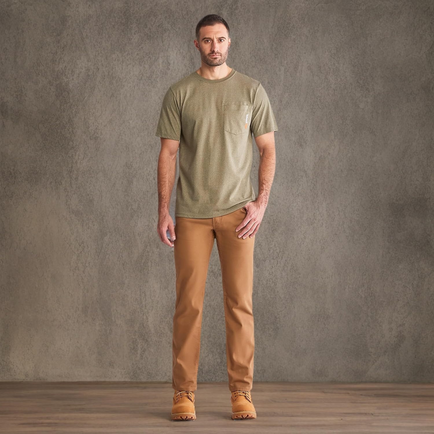 Timberland PRO Men’s Base Plate Blended Short-Sleeve T-Shirt(Burnt Olive Heather)