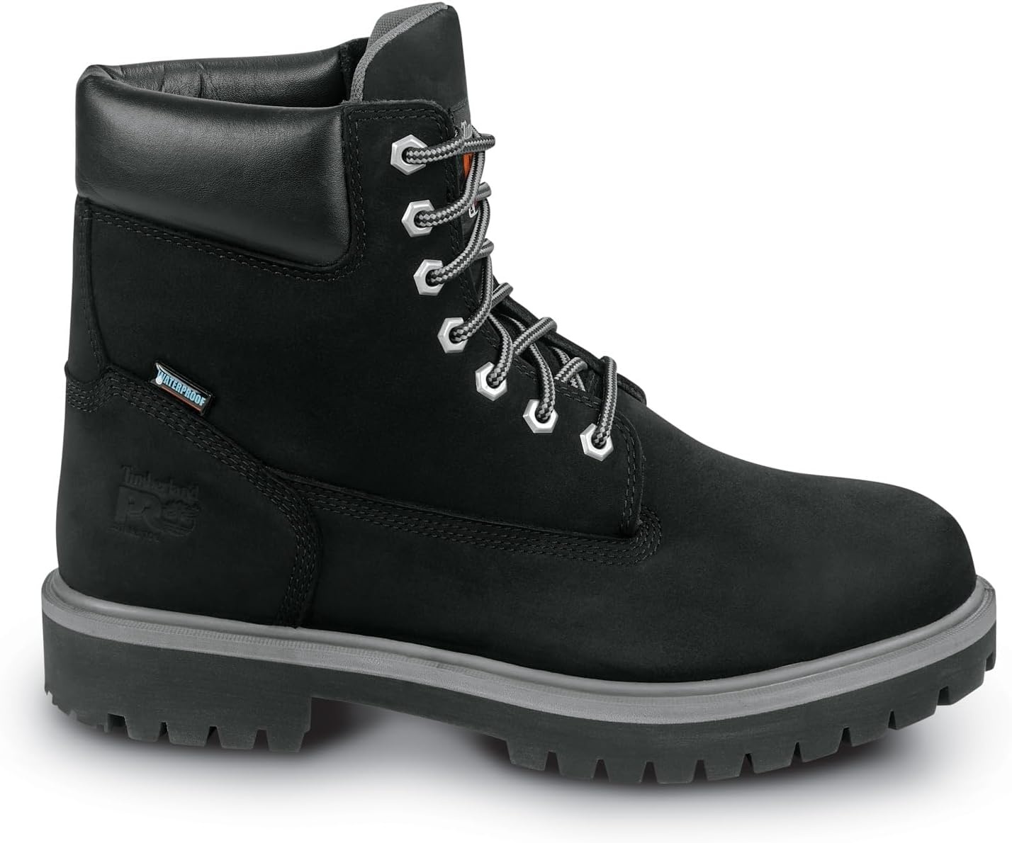 Timberland PRO Men’s 6 Direct Attach MaxTRAX Steel Toe Waterproof Insulated Boot(Black Nubuck/Gray)
