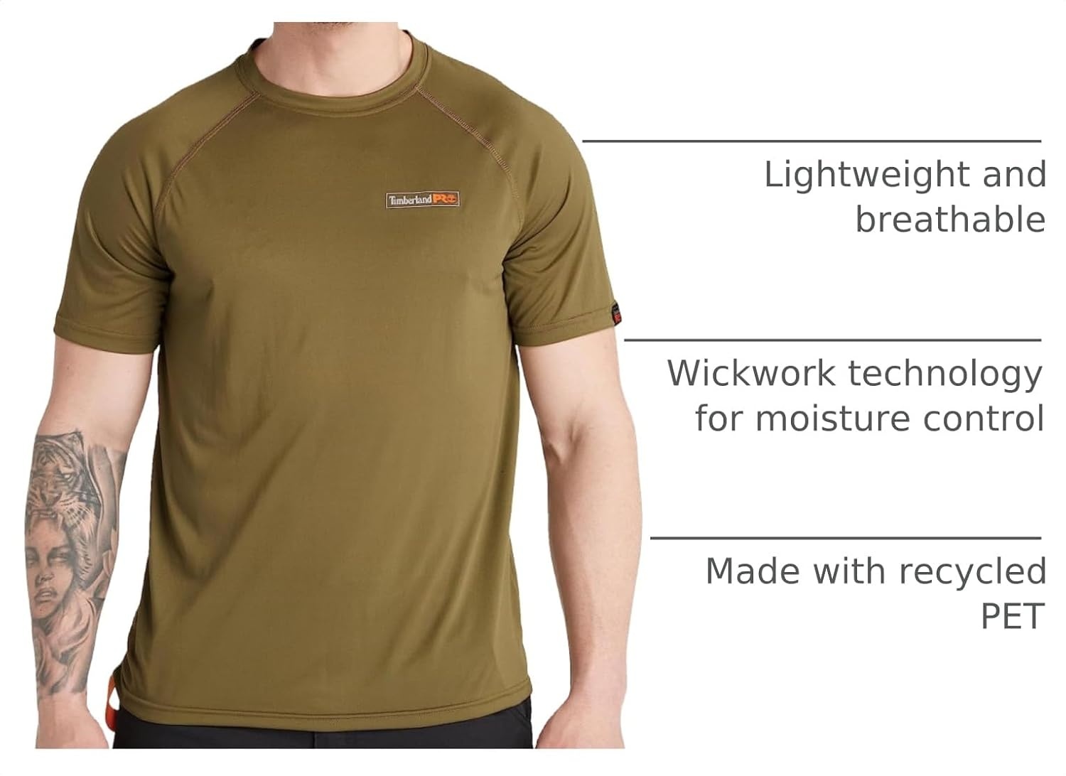 Timberland PRO Men’s Wicking Good Short-Sleeve T-Shirt 2.0(Burnt Olive)