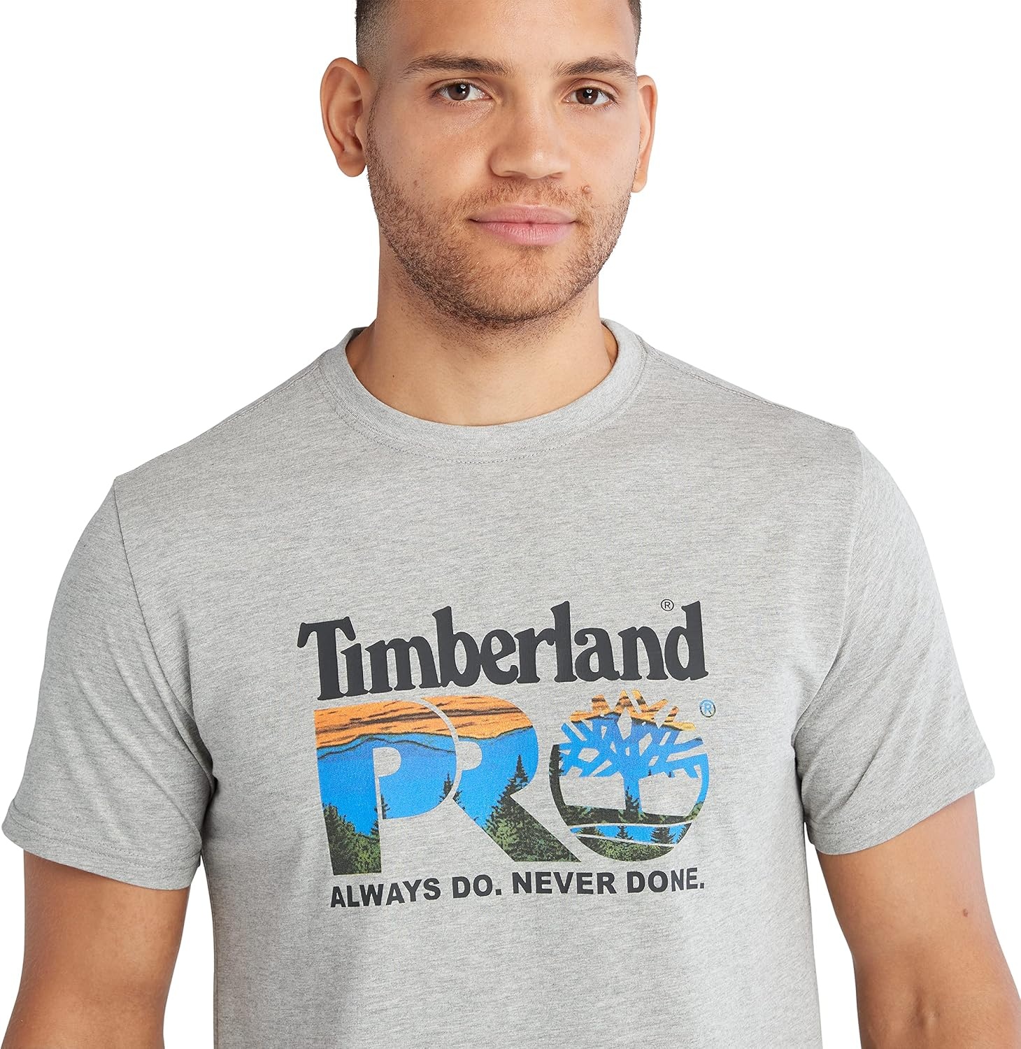 Timberland PRO Men’s Core Chest Logo Short-Sleeve T-Shirt(Medium Grey Heather)