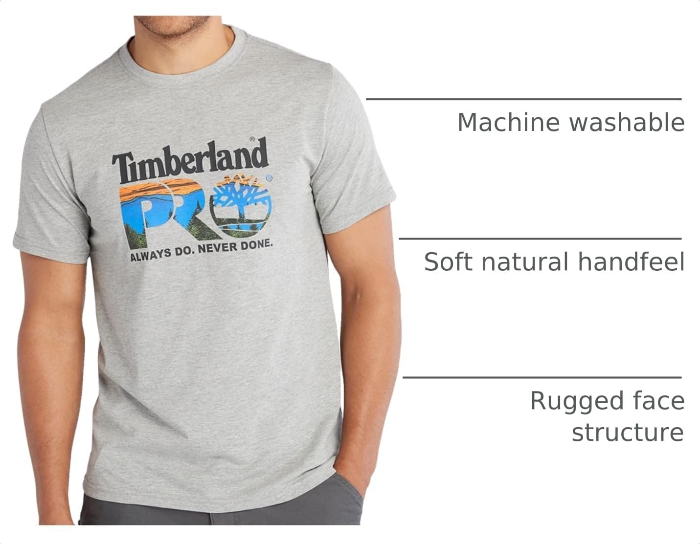Timberland PRO Men’s Core Chest Logo Short-Sleeve T-Shirt(Medium Grey Heather)