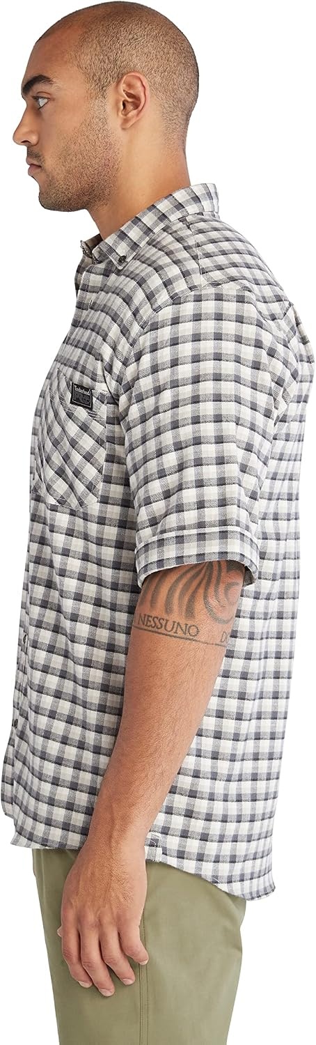 Timberland PRO Men’s Woodfort Short-Sleeve Lightweight Flannel Flex Shirt(Paloma Yd)
