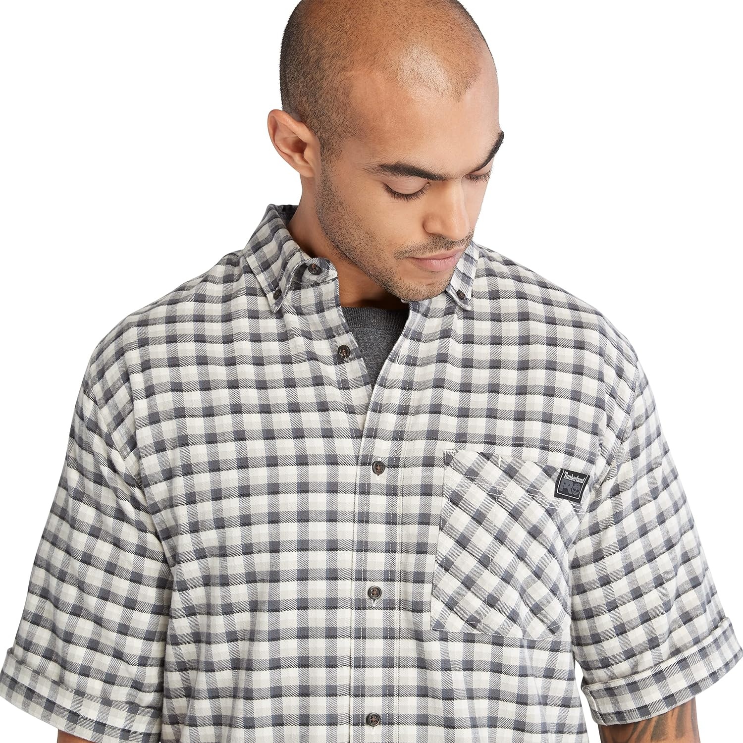 Timberland PRO Men’s Woodfort Short-Sleeve Lightweight Flannel Flex Shirt(Paloma Yd)