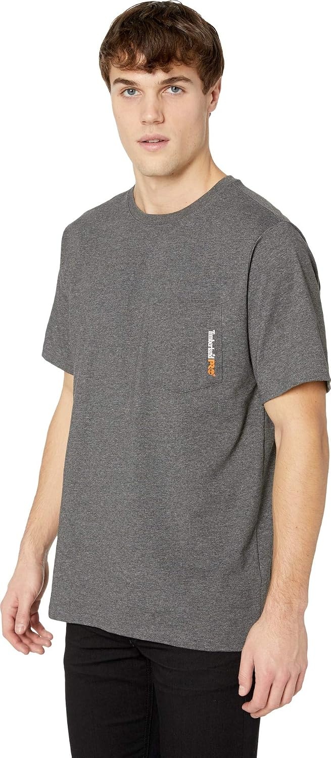 Timberland PRO Men’s Base Plate Blended Short-Sleeve T-Shirt(Dark Charcoal Heather)
