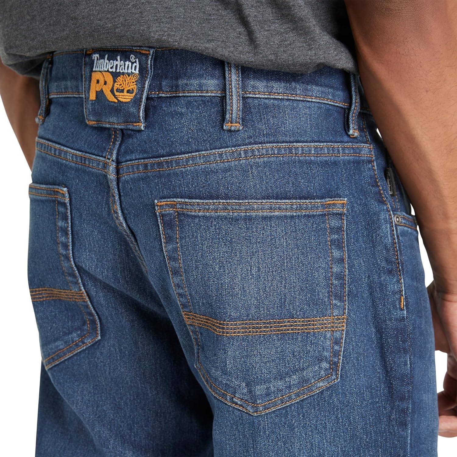 Timberland PRO Men’s Ballast Straight Fit Flex 5 Pocket Jeans, Dark Wash with Sanding, 34W/30L
