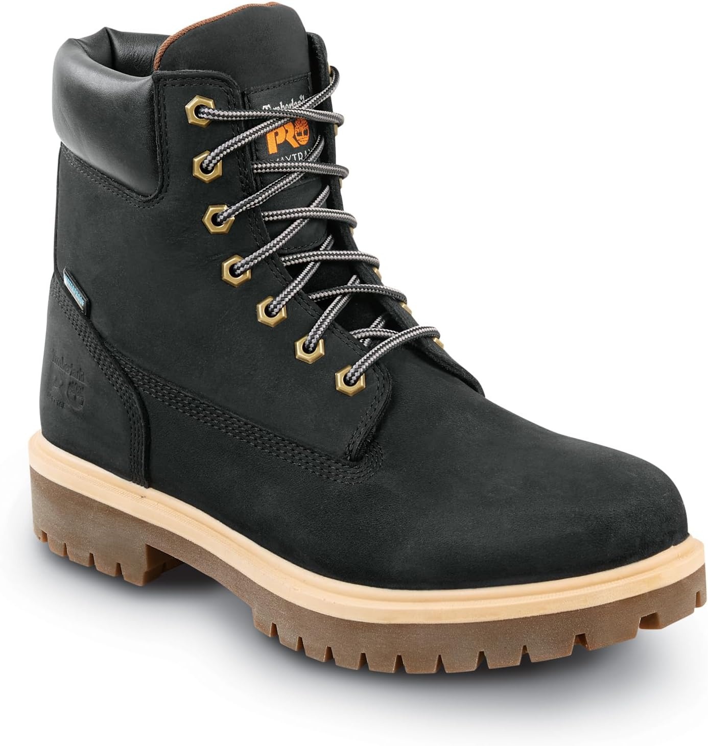 Timberland PRO Men’s 6 Direct Attach MaxTRAX Steel Toe Waterproof Insulated Boot(Black Nubuck/Beige)