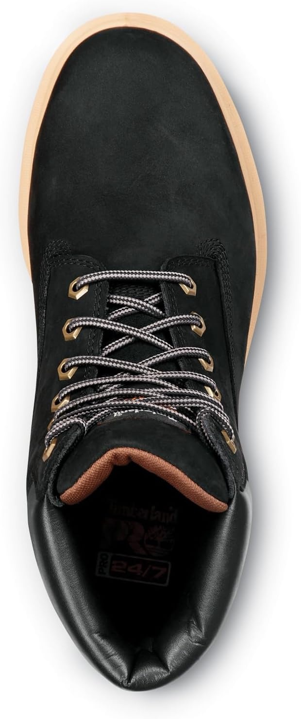 Timberland PRO Men’s 6 Direct Attach MaxTRAX Steel Toe Waterproof Insulated Boot(Black Nubuck/Beige)