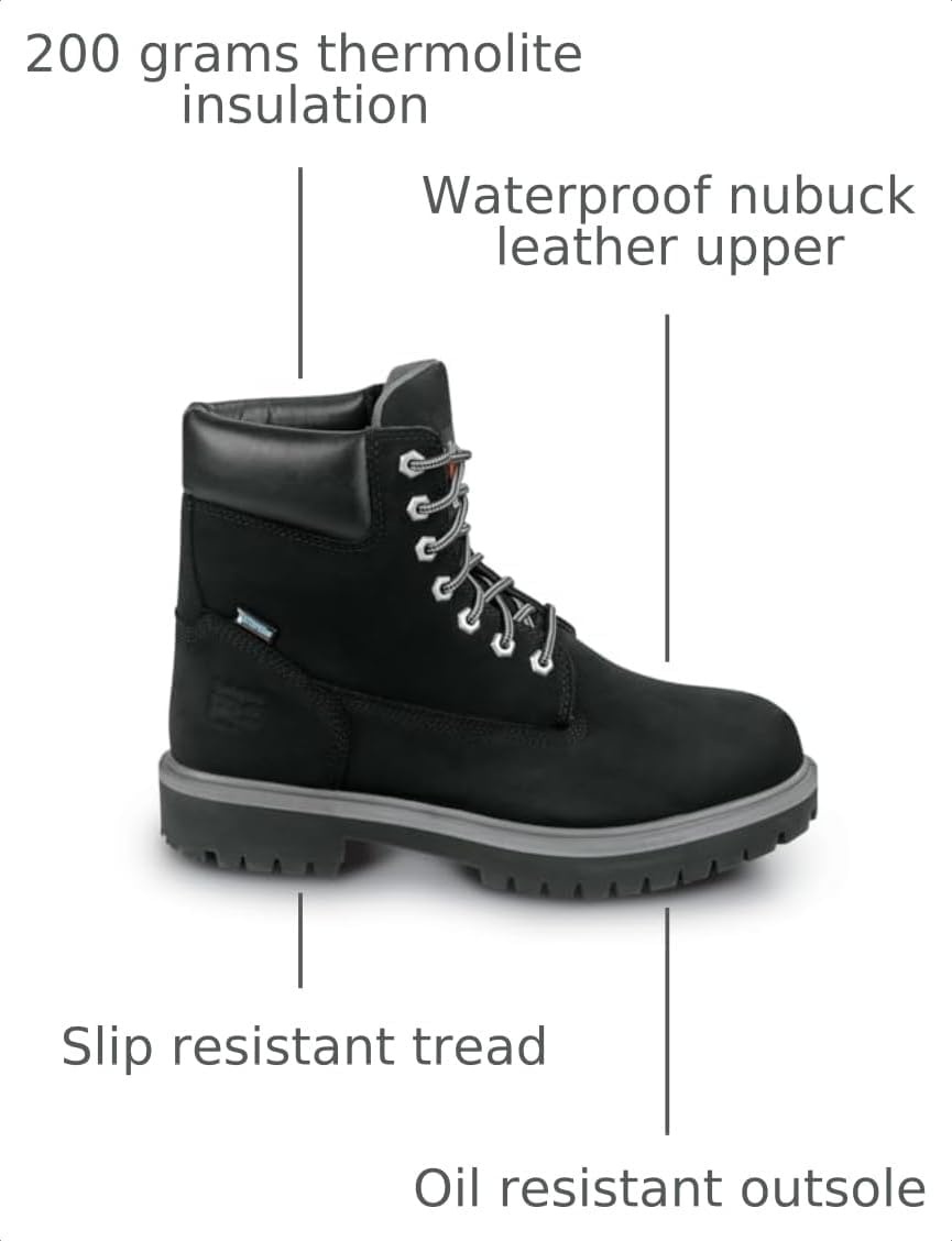 Timberland PRO Mens Direct Attach MaxTRAX Soft Toe SRO Boot(Black Nubuck/Gray)