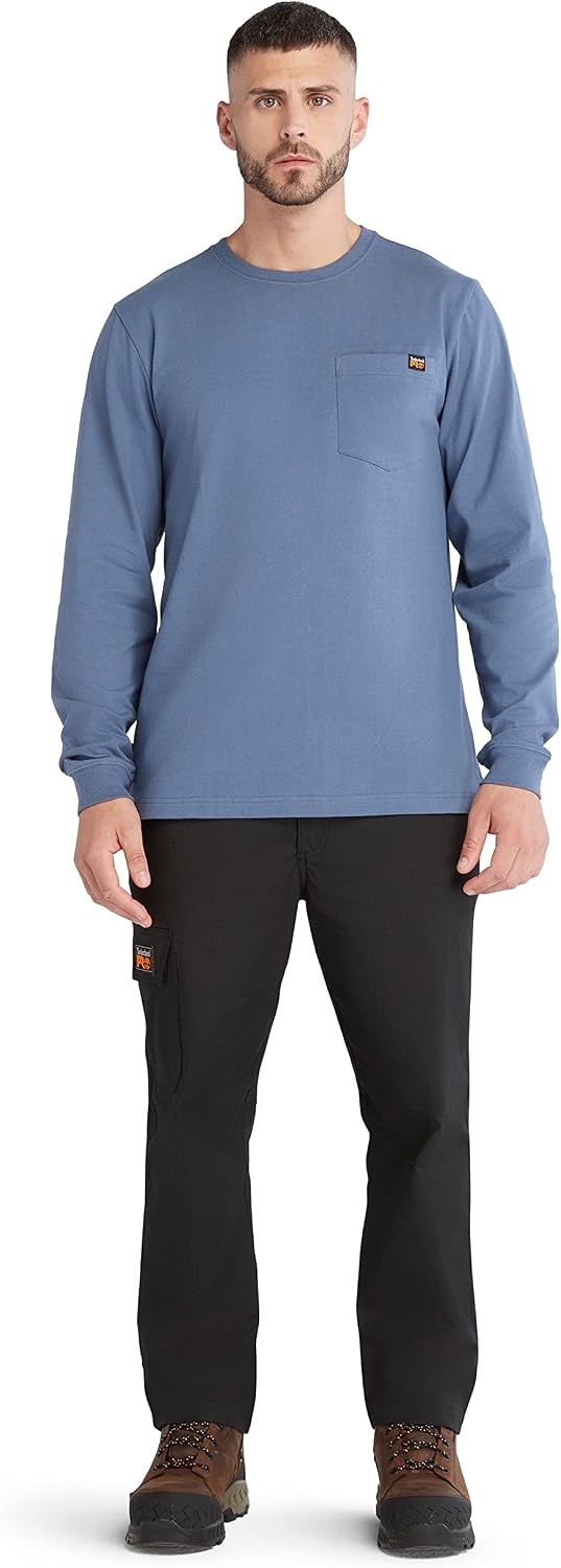 Timberland unisex-adult Core Pocket Long-sleeve T-shirtOutdoors Equipment(Vintage Indigo)