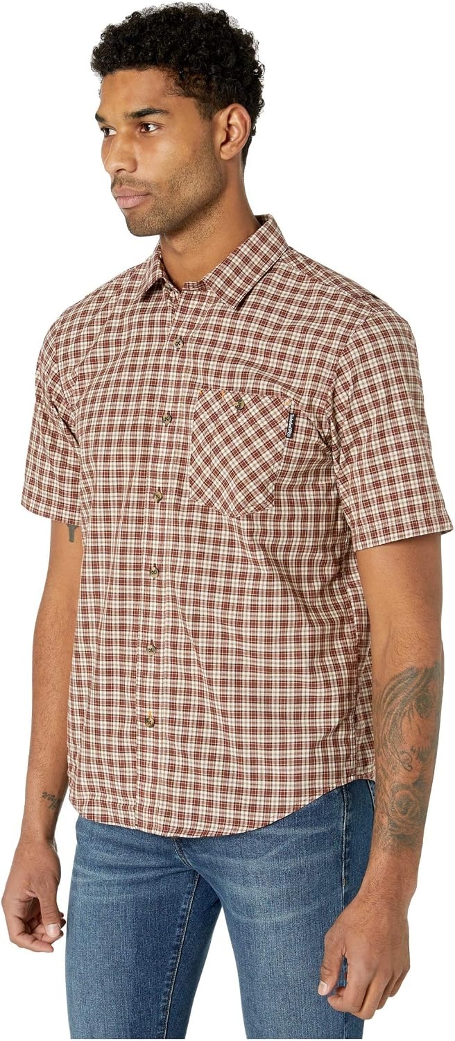 Timberland PRO Plotline Short Sleeve Work Shirt – Tall(Maroon Old Town Plaid)