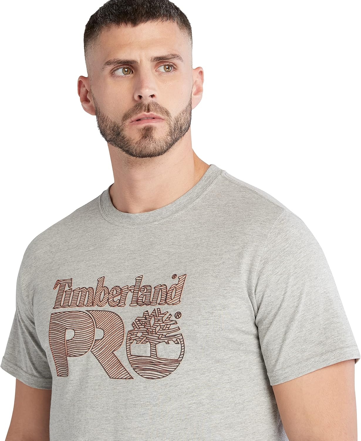 Timberland PRO Men’s Core Textured Graphic Short-Sleeve T-Shirt(Medium Grey Heather)