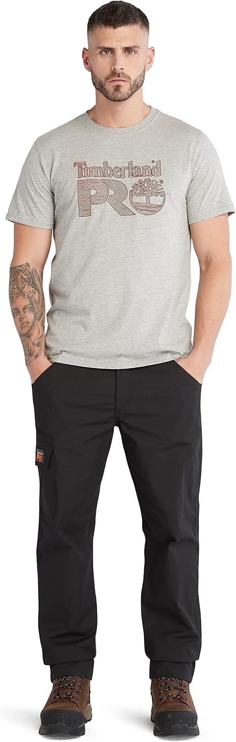 Timberland PRO Men’s Core Textured Graphic Short-Sleeve T-Shirt(Medium Grey Heather)
