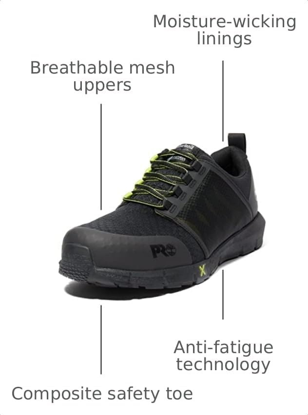 Timberland PRO Men’s Radius Composite Safety Toe Athletic Industrial Work Shoe(Black/High-vis-2024 New)