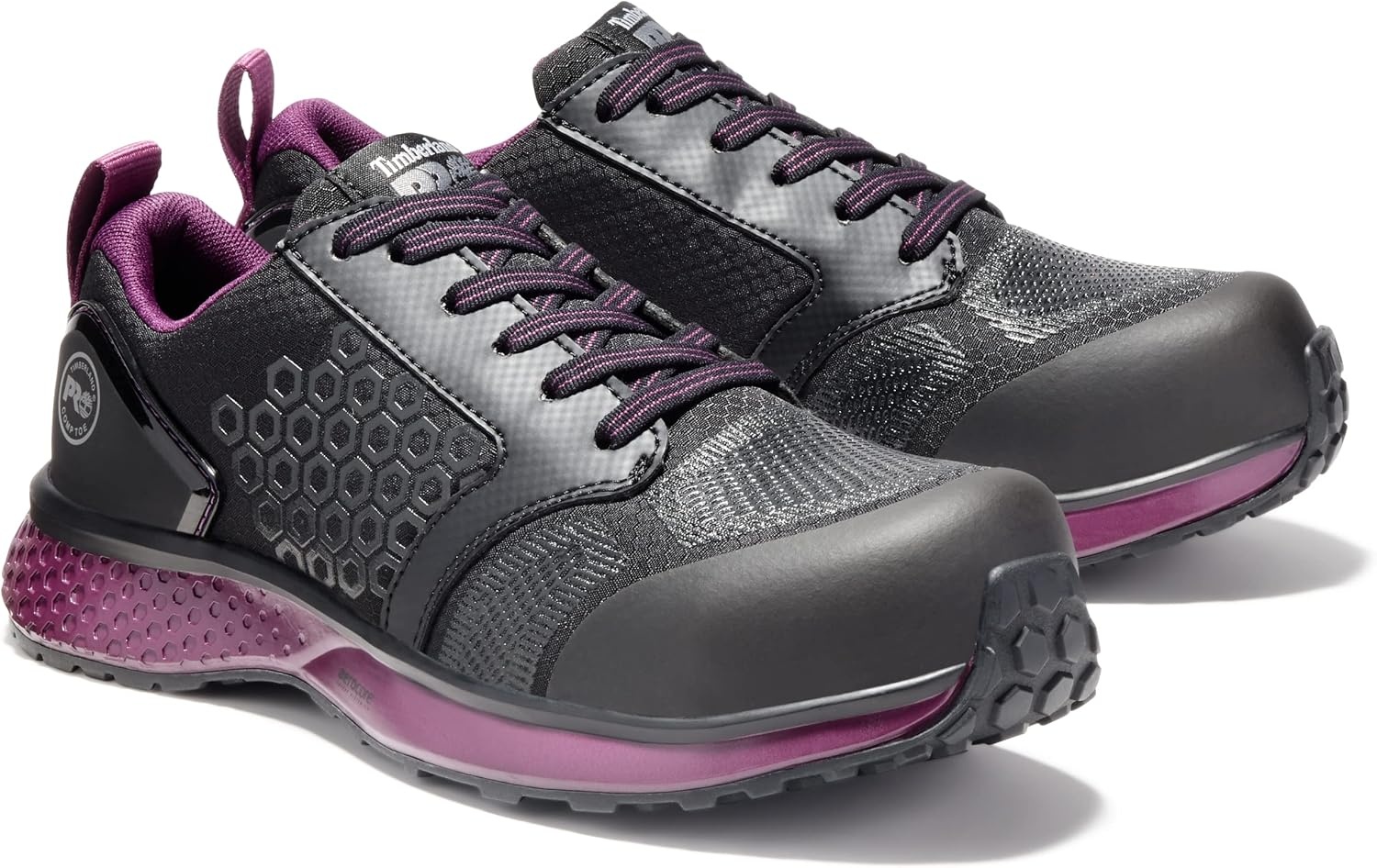 Timberland PRO Women’s Reaxion Composite Safety Toe Industrial Athletic Work Shoe, Black/Purple-2024 NEW, 8