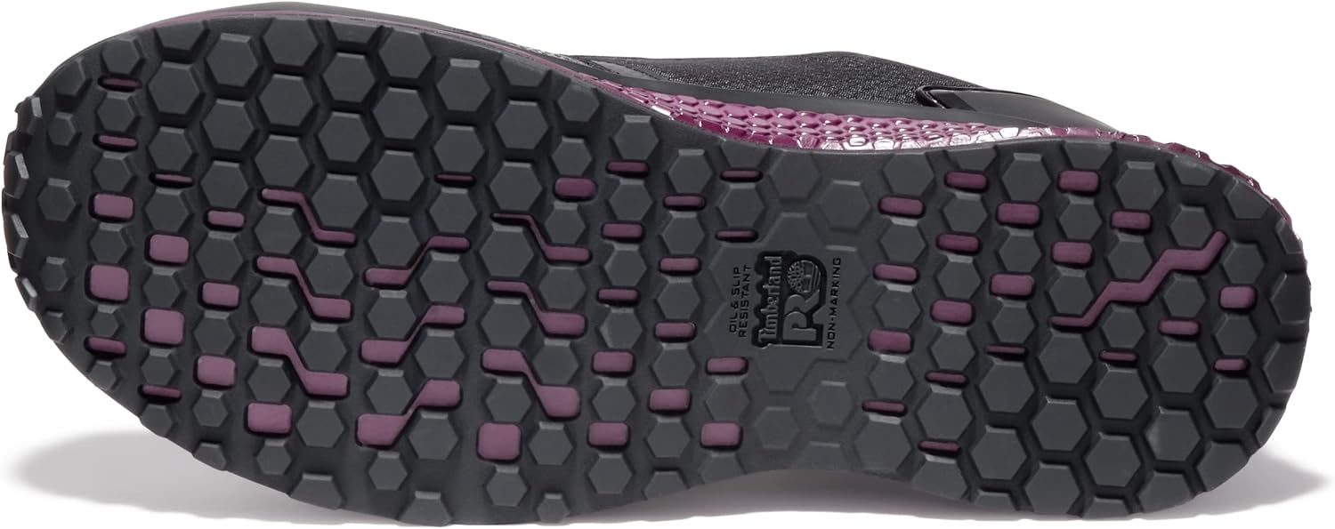 Timberland PRO Women’s Reaxion Composite Safety Toe Industrial Athletic Work Shoe, Black/Purple-2024 NEW, 8