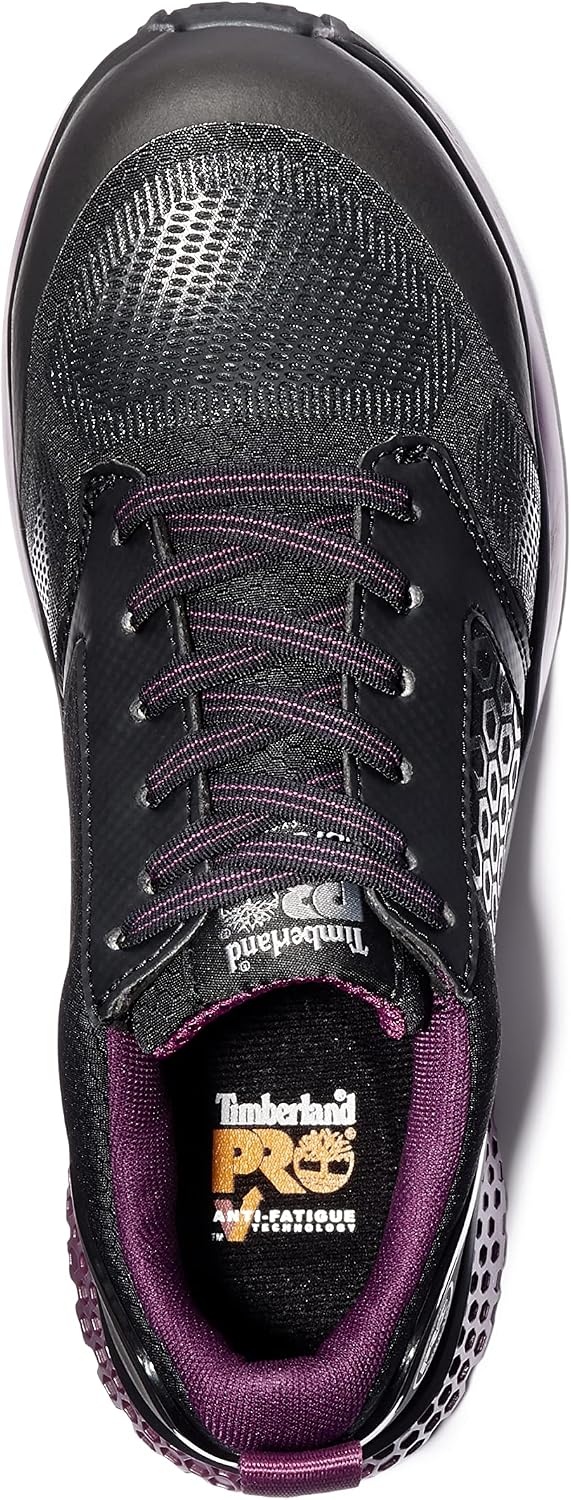 Timberland PRO Women’s Reaxion Composite Safety Toe Industrial Athletic Work Shoe, Black/Purple-2024 NEW, 8