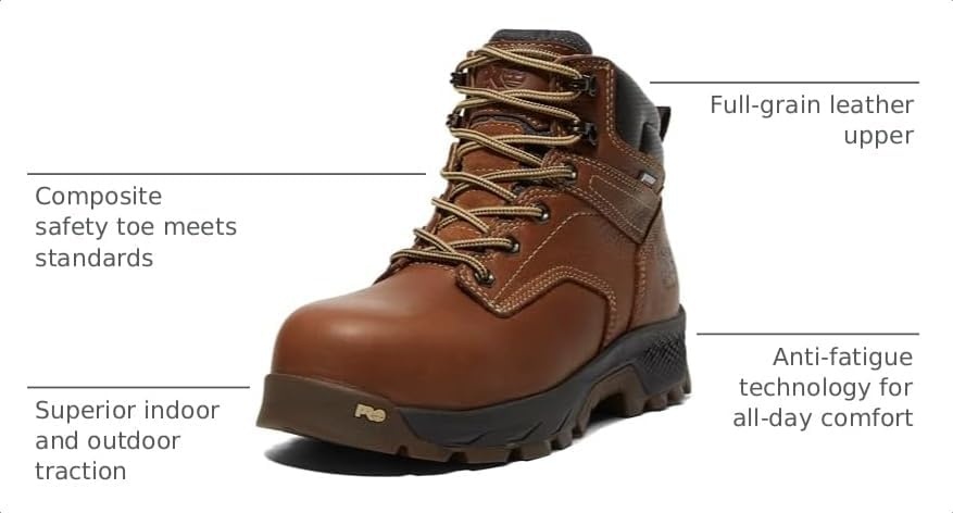 Timberland PRO Women’s Titan Ev 6in Comp Toe Waterproof Boots(Brown-2024 New)
