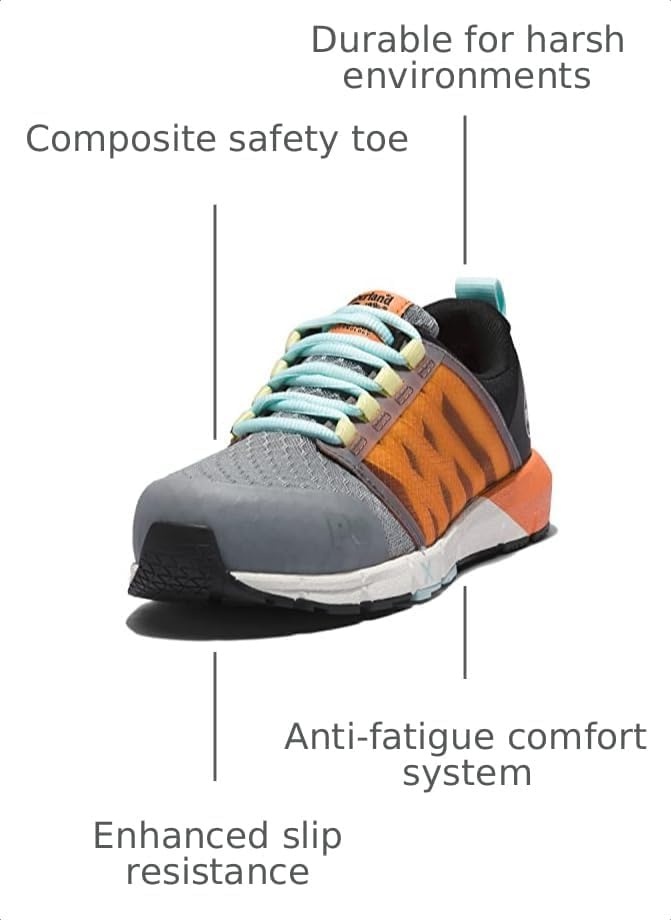 Timberland PRO Men’s Radius Composite Safety Toe Athletic Industrial Work Shoe(Grey/Black/Orange)