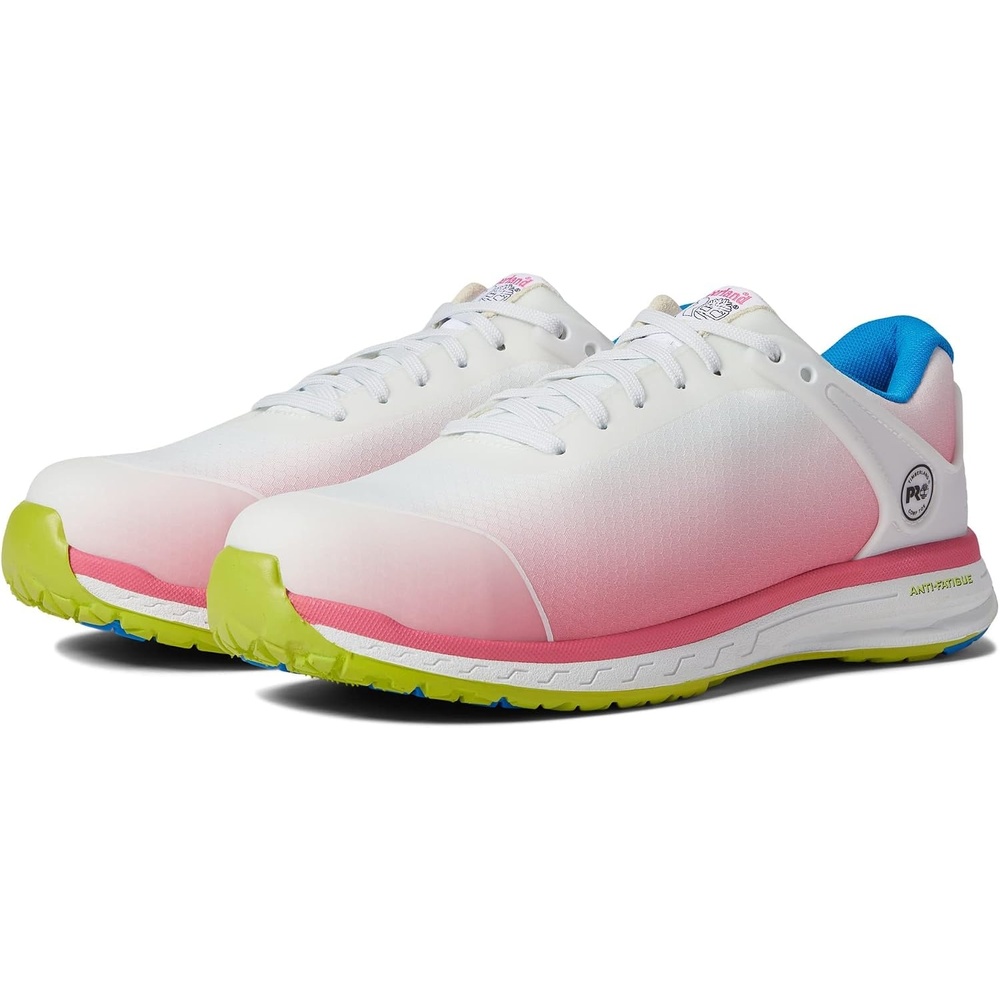 Timberland PRO Women’s Drivetrain Composite Safety Toe Work Shoes(White/Pink/Green)
