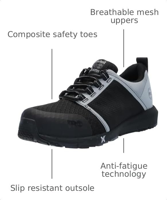 Timberland PRO Men’s Radius Composite Safety Toe Athletic Industrial Work Shoe(Black/Silver 1)