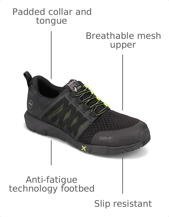 Timberland PRO Men’s Radius Composite Safety Toe Athletic Industrial Work Shoe(Black/High-viz)