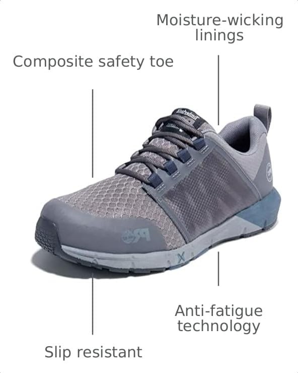 Timberland PRO Men’s Radius Composite Safety Toe Athletic Industrial Work Shoe(Grey/Navy V1)