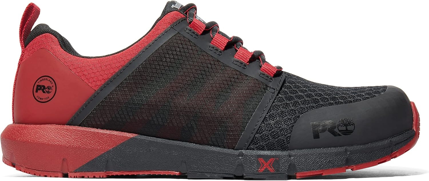 Timberland PRO Men’s Radius Composite Safety Toe Athletic Industrial Work Shoe(Black/Red)