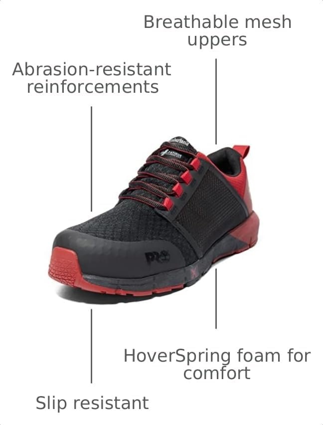 Timberland PRO Men’s Radius Composite Safety Toe Athletic Industrial Work Shoe(Black/Red)