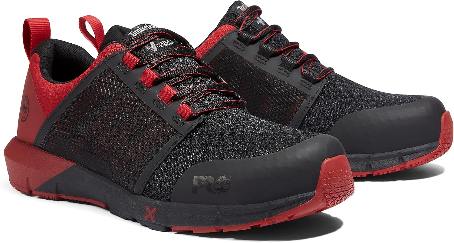 Timberland PRO Men’s Radius Composite Safety Toe Athletic Industrial Work Shoe(Black/Red)