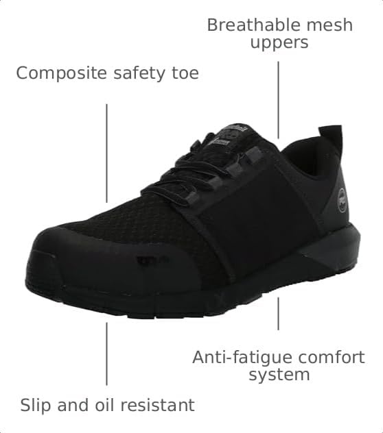 Timberland PRO Men’s Radius Composite Safety Toe Athletic Industrial Work Shoe(Black-2024 New)