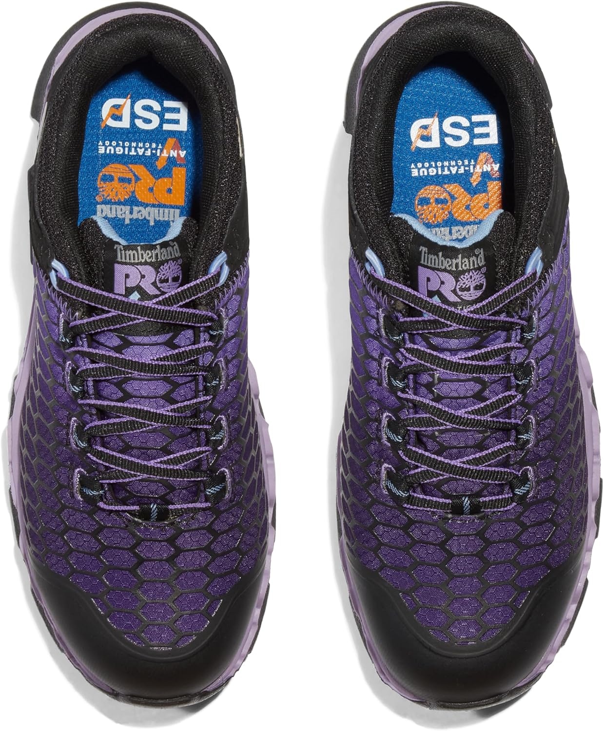 Timberland PRO Women’s Powertrain Sport Alloy Safety Toe Static Dissipative Industrial Athletic Work Shoe, Black/Purple-2024 NEW, 8M