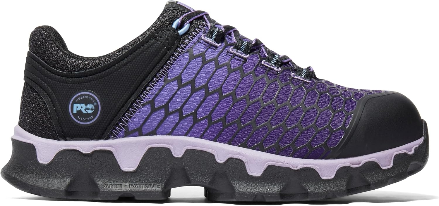 Timberland PRO Women’s Powertrain Sport Alloy Safety Toe Static Dissipative Industrial Athletic Work Shoe, Black/Purple-2024 NEW, 8M