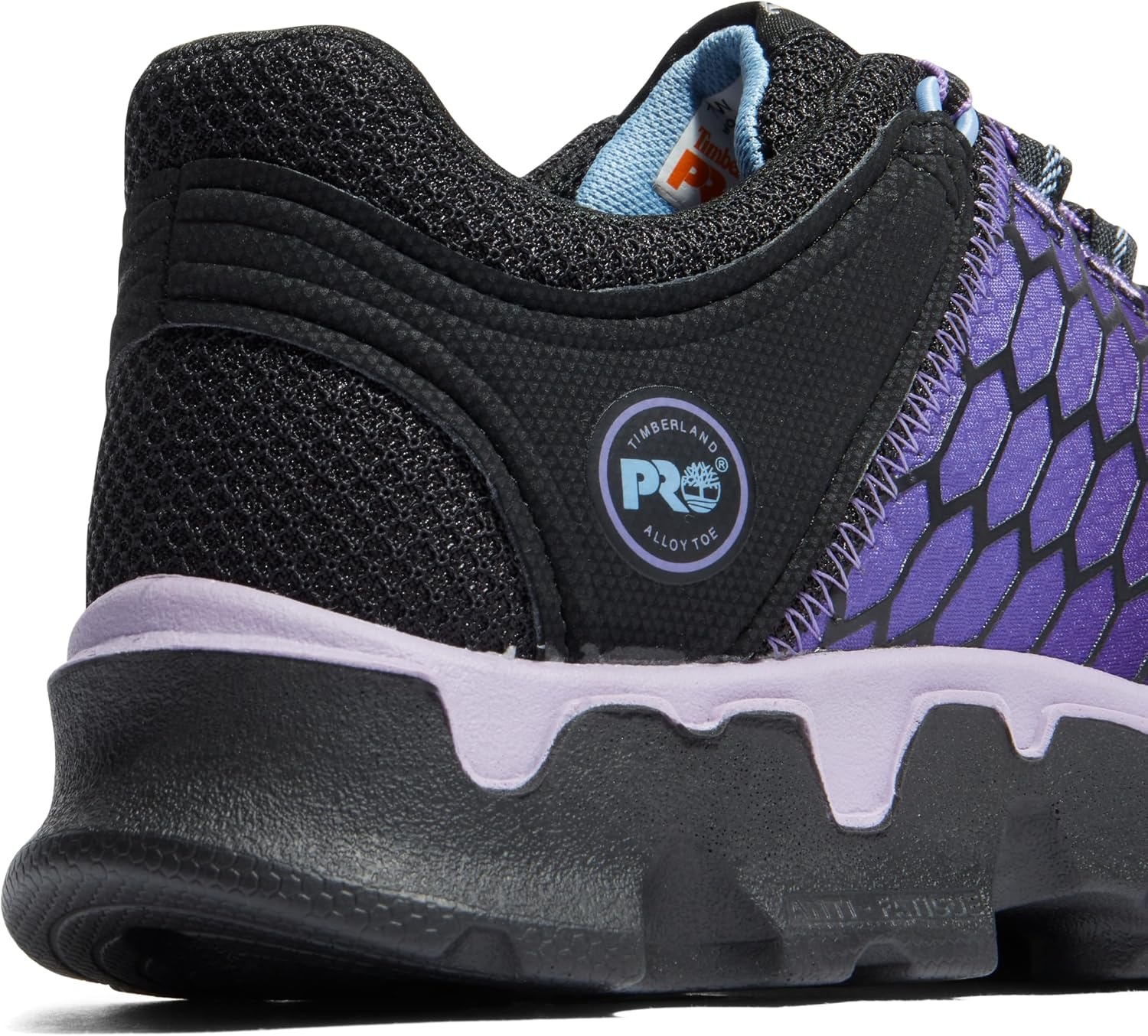 Timberland PRO Women’s Powertrain Sport Alloy Safety Toe Static Dissipative Industrial Athletic Work Shoe, Black/Purple-2024 NEW, 8M