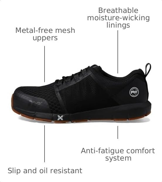 Timberland PRO Men’s Radius Composite Safety Toe Athletic Industrial Work Shoe(Black/Gum 1)