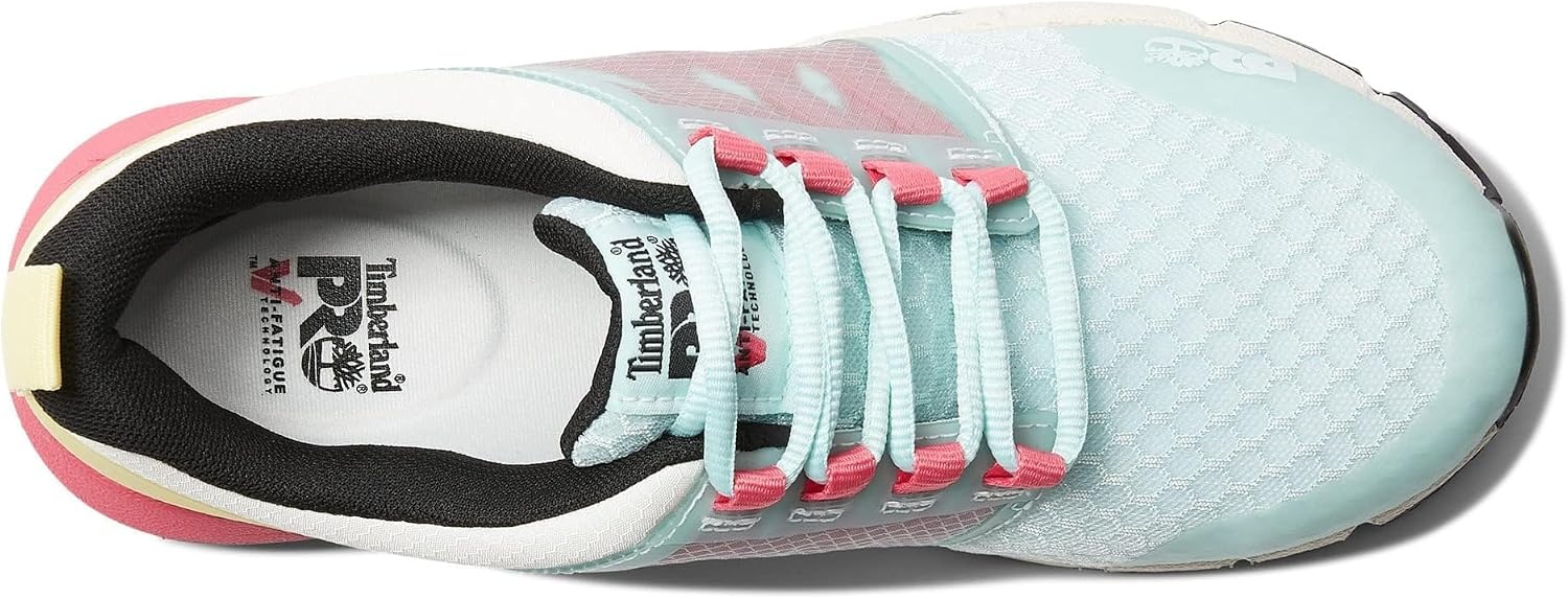 Timberland PRO Men’s Radius Composite Safety Toe Athletic Industrial Work Shoe(Sea/Pink/Yellow 1)