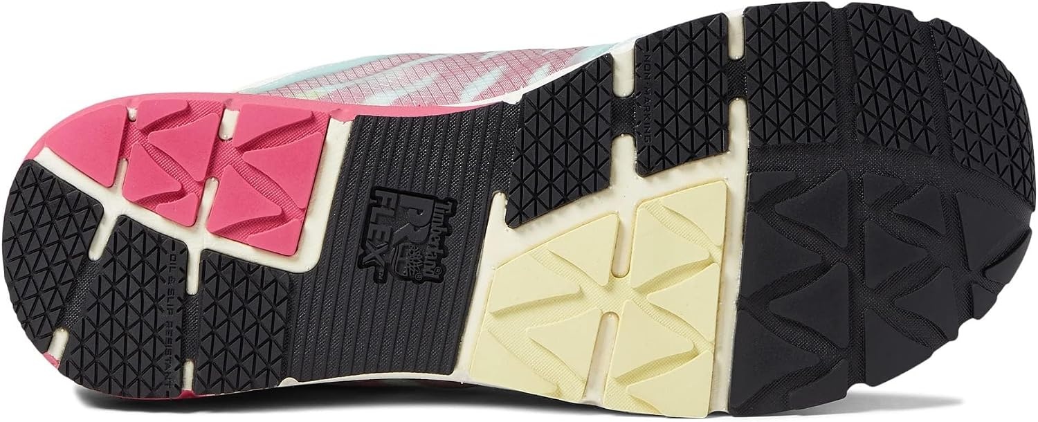 Timberland PRO Men’s Radius Composite Safety Toe Athletic Industrial Work Shoe(Sea/Pink/Yellow 1)