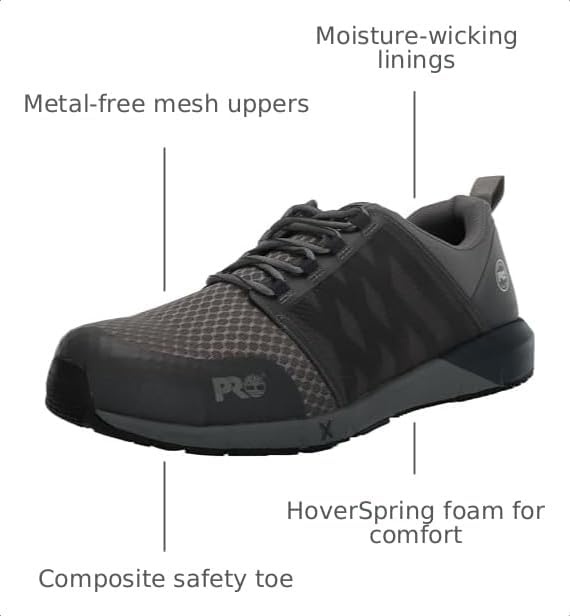 Timberland PRO Men’s Radius Composite Safety Toe Athletic Industrial Work Shoe(Grey/Navy-2024 New)