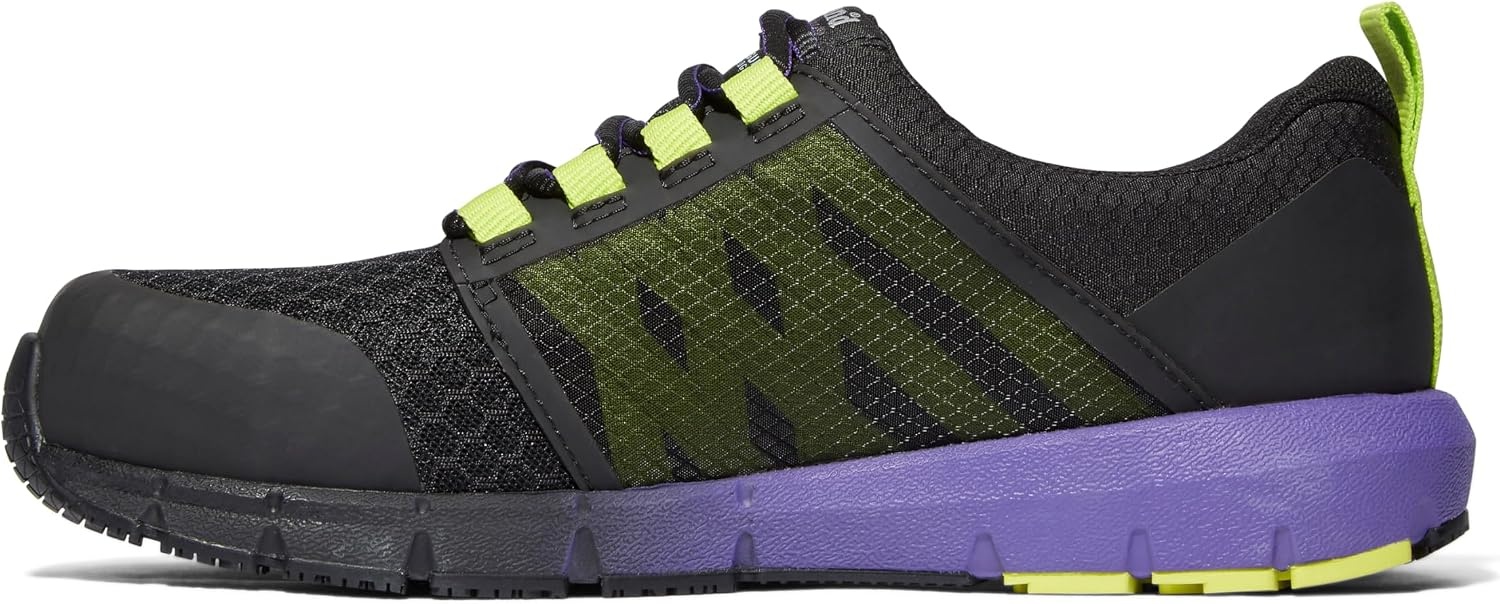 Timberland PRO Men’s Radius Composite Safety Toe Athletic Industrial Work Shoe(Black/Hi-viz/Purple-2024 New)