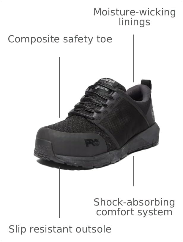 Timberland PRO Unisex-Adult Radius Composite Safety Toe Static Dissipative Industrial Athletic Work Shoe(Black/Grey)