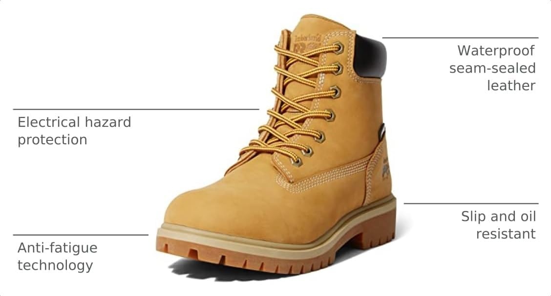 Timberland PRO Women’s Direct Attach 6 Inch Waterproof Insulated Soft Toe Boots(Wheat V1)