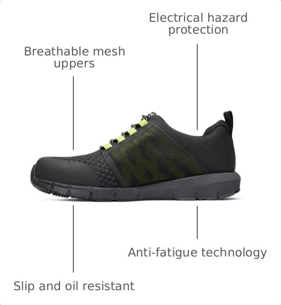 Timberland PRO Men’s Radius Composite Safety Toe Athletic Industrial Work Shoe(Black/Hi-viz)