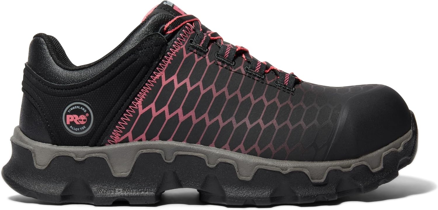 Timberland PRO Women’s Powertrain Sport Alloy Toe SD+ Industrial & Construction Shoe(Black/Pink-2024 New)