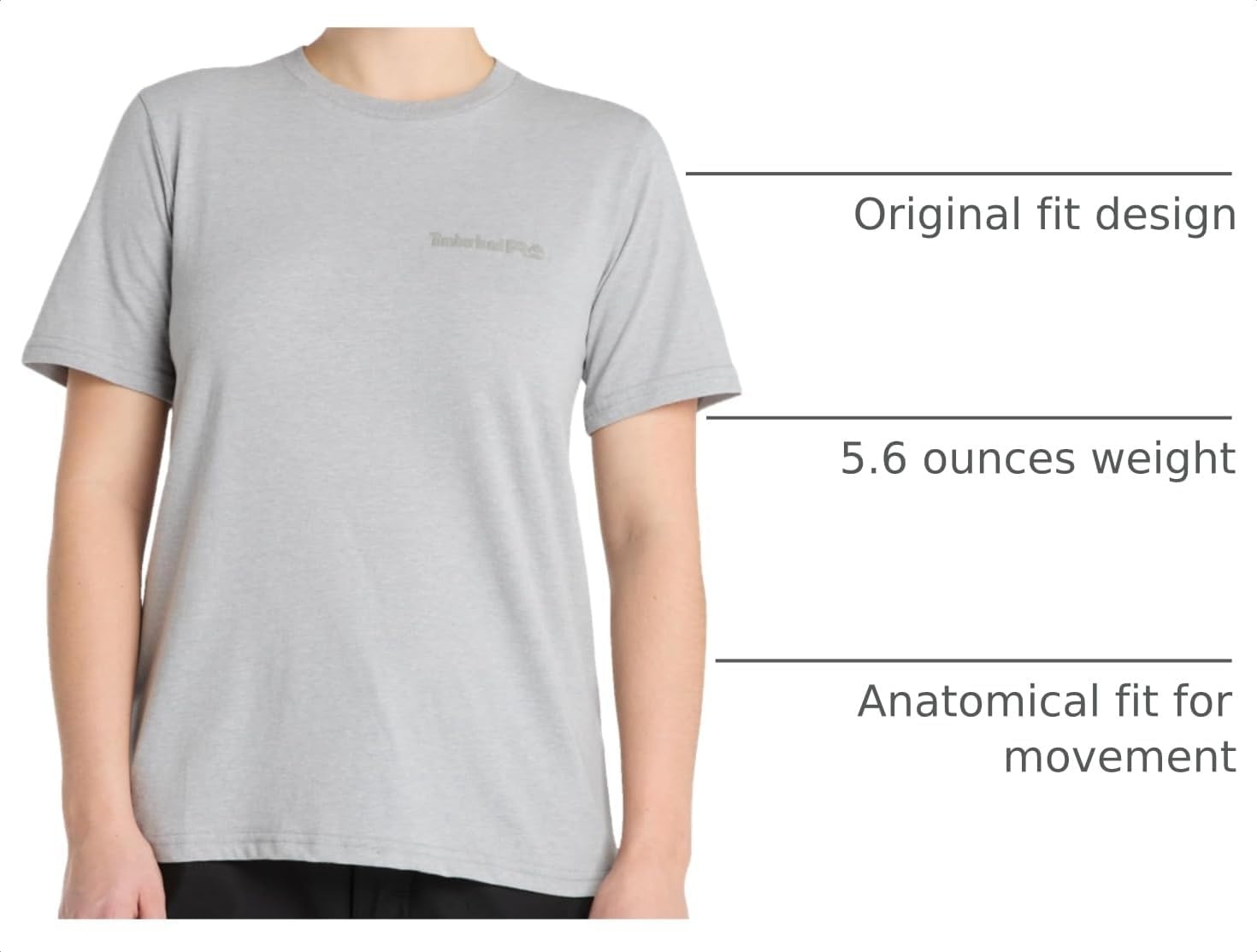 Timberland PRO Women’s Cotton Core Short-Sleeve T-Shirt,(Medium Grey Heather)